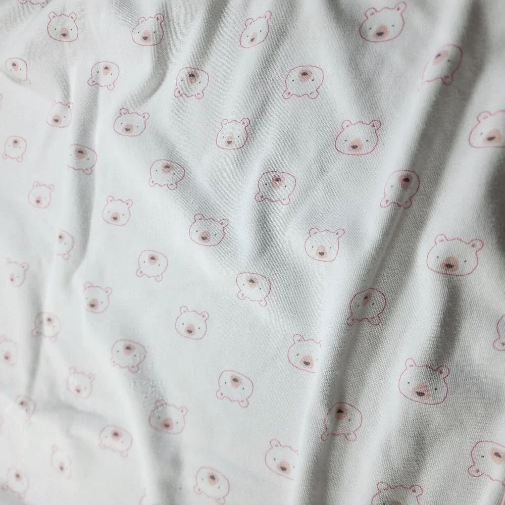 Carters Child of Mine Baby Blanket White Pink Bear Heads Swaddle Receiving Towel